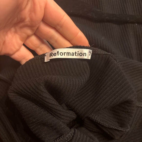 Reformation black ribbed square neckline midi dress in size small - Picture 3 of 5